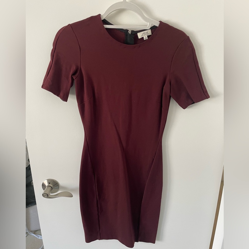 Wilfred Burgundy Bodycon Dress, Size Small